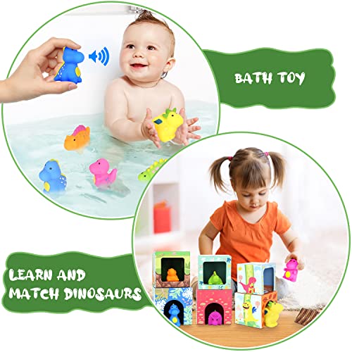 Toys, motor skills toys stacking cube and stacking tower contains dinosaur toys bath toys