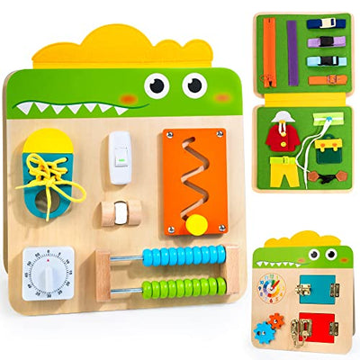 19 in 1 Wooden Busy Board for Kids, Toys from 3 Years, Activity Sensory Board Multifunctional Preschool Learning Toys