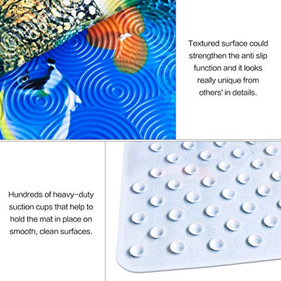 non-slip bath mat for children, PVC bath mat shower mat with powerful suction cups massage function baby bath mat  (sea turtle)