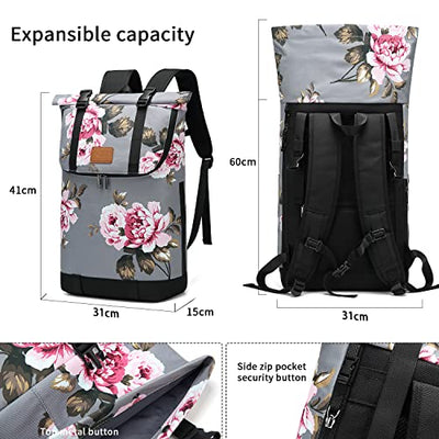 Backpack Roll Top Laptop Backpack, Anti Theft Backpacks Water Repellent Daypacks, School Backpack Daypack Teen with Laptop Compartment Bag