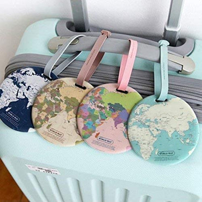 4 pieces luggage tag world map luggage tag with address label, handbag tag suitcase address labels