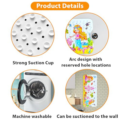 Bath Mat for Tub for Kids Cartoon Anti Slip Baby Bath Mat Extra Long Anti Slip Bathroom Toddler Shower Floor Mat with Suction Cups Drainage Holes