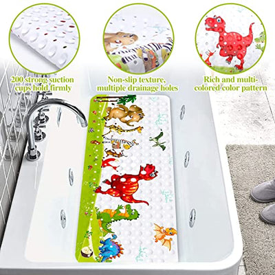 Anti Slip Bath Mat, 100x 40cm Extra Long Bath Mat, Machine Washable Shower Mat with Suction Cups 100x40cm Bath Mat Non Slip