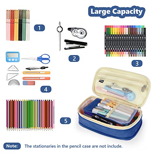 Pencil Case, Pencil Case with Divider Compartment, Pencil Bag, Large Stationery Bag, Handheld Portable Pencil Bag for School & Office