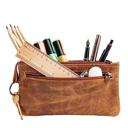 Leather Pencil Case Beautiful Handmade Case with Zipper