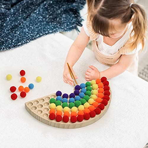 Wooden Peg Board Beads Game Wooden Clip Beads Game Rainbow Ball Elimination Game Toy Colour Classification Fine Motor Skills Educational Toy