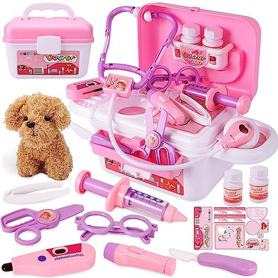 Vet toy with dog, doctor kit kids 3 years and up, vet kit playset, toy role play vet kit kids toys