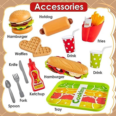 Kids kitchen play kitchen accessories for kids, hamburger fast food food kids grill toy mud kitchen accessories outdoor, role playing games