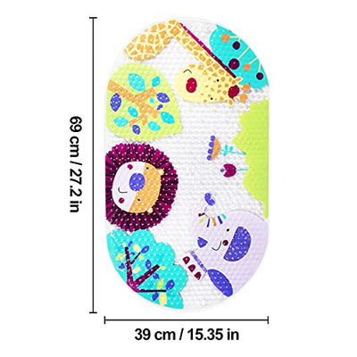 non-slip children's bath mat, PVC bath mat shower mat with powerful suction cups massage function baby bath mat (forest animals)