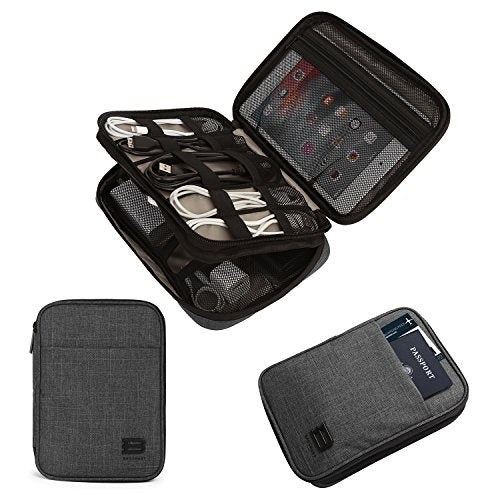 Electronics Bag, Double Layer Electronic Bag Travel for iPad Mini, Cable, Charger, Adapter, Powerbank, USB Sticks, SD Cards