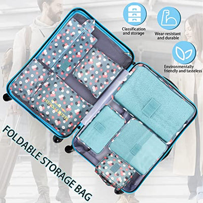 Pack of 8 Packing Cubes, Suitcase Organisation Cubes, with Shoe Bag, Laundry Bag, Travel Organisers, Clothes Bags, for Backpack