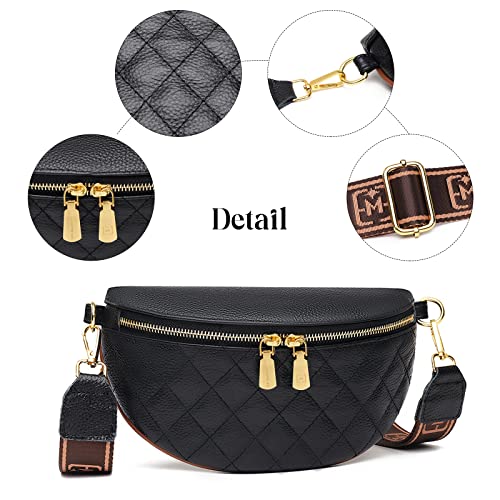 Crossbody Bag Wide Strap Small Shoulder Bag Fanny Pack Leather Stylish Bags Handbag Shoulder Bag Cell Phone Bag with Purse to Shoulder