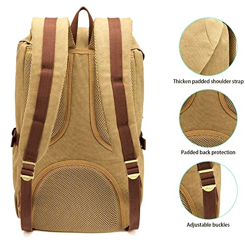 Vintage backpack nice cotton daypack with laptop compartment for 14 inch notebook for school, university