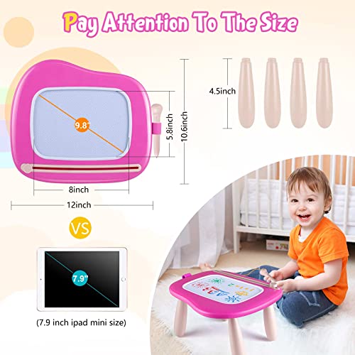 Children Toys from 1 Year, Magnetic Painting Board Magic Board Colorful Drawing Board Magnetic Board with 4 Legs for Kids Toys (Rose)