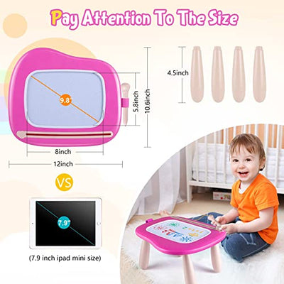 Children Toys from 1 Year, Magnetic Painting Board Magic Board Colorful Drawing Board Magnetic Board with 4 Legs for Kids Toys (Rose)