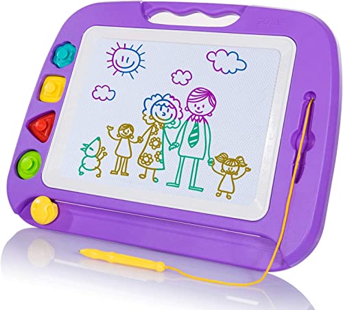 Large Magnetic Painting Board Magic Board, 42x32cm Drawing Board Magic Coloring Board with 4 Shape Stamps