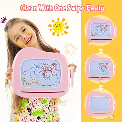 Children Toys from 1 Year, Magnetic Painting Board Magic Board Colorful Drawing Board Magnetic Board with 4 Legs for Kids Toys (Pink)