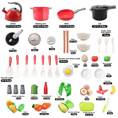 41pcs Kitchen Toy Set, Kids Role Play Kitchen Pretend Toy, Cookware Cooking Utensils Pan Toy Kit, Kitchen Accessories Cooking Pots and Pans