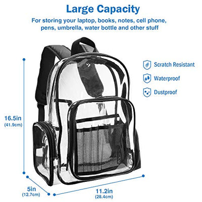 Clear Backpack Plastic School Backpack School Bag, Transparent Waterproof Clear Durable PVC Book Bag Clear Backpack for School Theater and Work