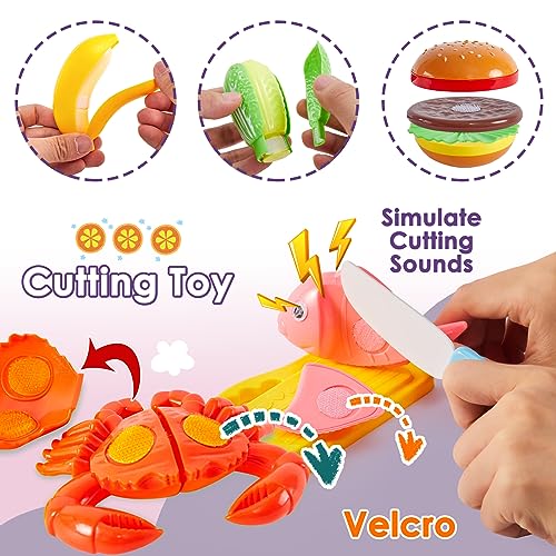 31 Piece Shopping Cart Kitchen Toy for Kids Cutting Fruit Vegetable Food Toy Shop Accessories Role Playing