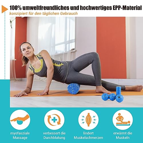 Faszienrollen-Set mit 3D-Strukturmassage, Mini-Faszienrolle, Faszienball und Duoball, Faszien-Set