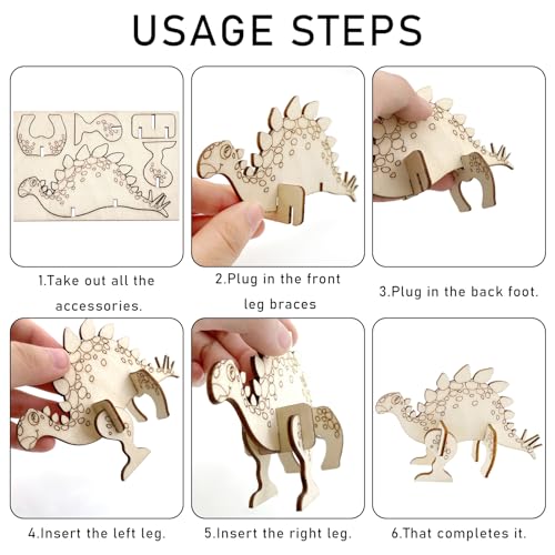 Set de bricolage dinosaures en bois, 218 pièces de bricolage dinosaures pour enfants, dinosaures à peindre