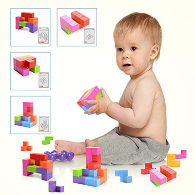 Magnetic Building Blocks Cubes, Building Blocks Toys for Kids with 54 Smart Cards