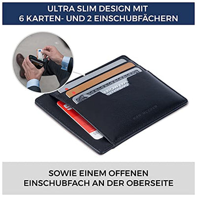 Genuine leather RFID card case nappa leather - 9 compartments - landscape credit card case