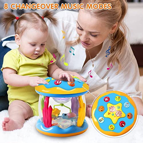 Rotating projector baby toy with music/light