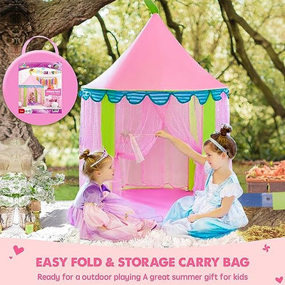 Play tent kids indoor, play tent for kids with star lights - glitter castle nursery with carrying bag - kids house- toy for indoor and outdoor play