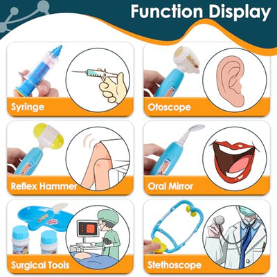 Doctor's case children's toy, doctor's case play set with stethoscope, syringe