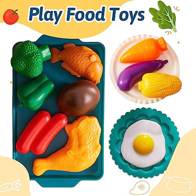 Kids Kitchen Accessories Tableware Play Kitchen Kids Toy Kitchens Accessories Food Toys Cookware Kids with Pots Pans