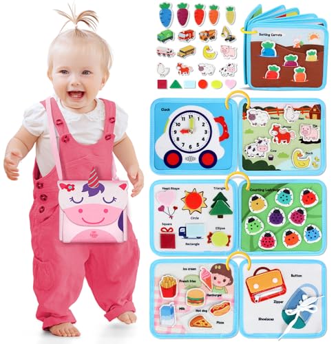 Castle Busy Board Activity Board, 12 in 1 Busy Quiet Book Toddler Toy Girls Boys, Baby Sensory, Learning Toy Motor Activity Board