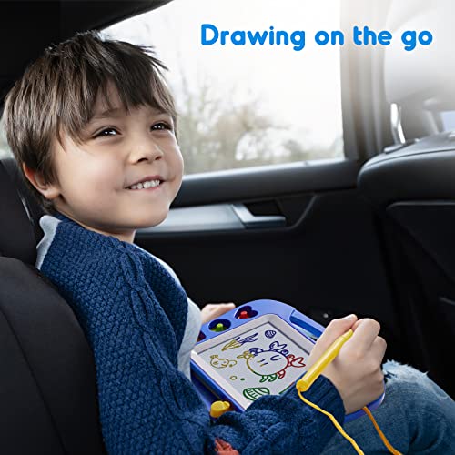 Magic board kids magnetic painting board, Colorful erasable magnetic board with magnetic pen and 3 stamps, magic painting board for travel, car ride