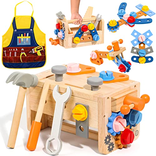 Toolbox kids workbench with apron kids tool belt kids wooden toys