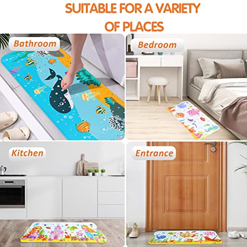 Bath Mat for Tub for Kids Cartoon Anti Slip Baby Bath Mat Extra Long Anti Slip Bathroom Toddler Shower Floor Mat with Suction Cups Drainage Holes