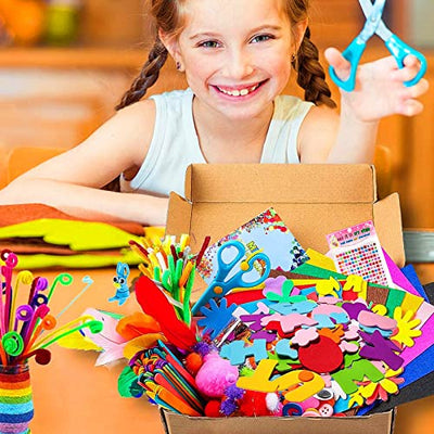 Craft kit kids 1600+Pcs art and DIY crafts for kids, craft supplies scrapbooking craft kit glitter pompoms,feathers,buttons,sequins,pipe cleaners,beads