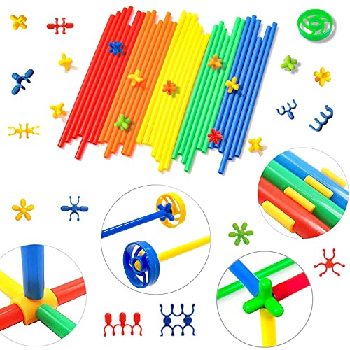 Straws and connectors building toy 480 pieces straws and connectors set - straw constructor puzzle game