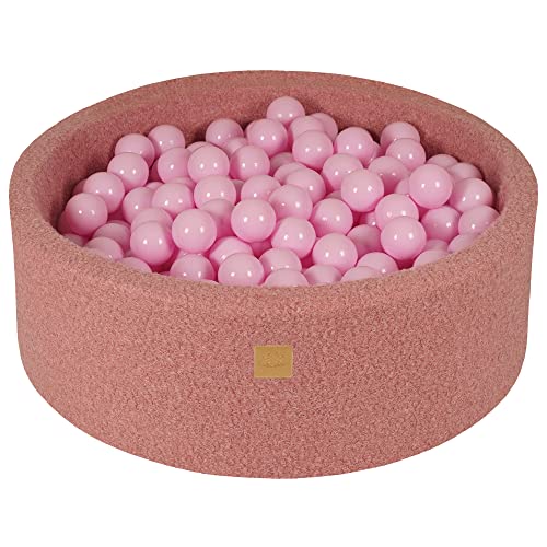 Bain à balles rond en mousse souple 90 x 30 cm avec 200 balles pour bébés et tout-petits - Essentiels pour parc et salle de jeux pour bébé, bains à balles en mousse pour enfants, boucle, rose : tout rose pastel 