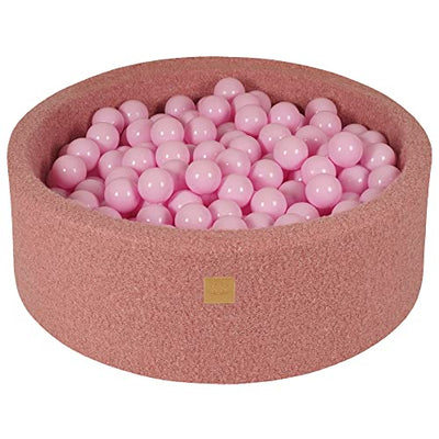 Bain à balles rond en mousse souple 90 x 30 cm avec 200 balles pour bébés et tout-petits - Essentiels pour parc et salle de jeux pour bébé, bains à balles en mousse pour enfants, boucle, rose : tout rose pastel 