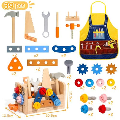 Toolbox kids workbench with apron kids tool belt kids wooden toys