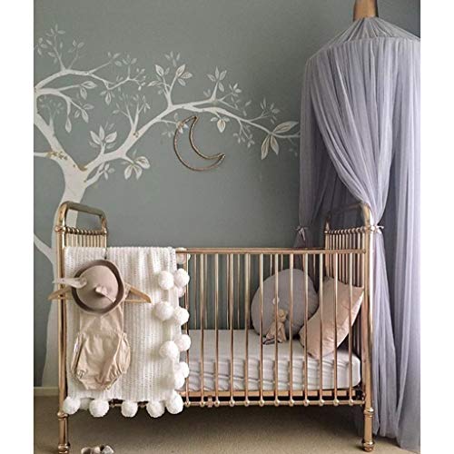 Children's Bed Canopy Baby Bed Canopy Princess Mosquito Net Nursery Playroom Decor Dome Premium Yarn Netting Curtains Grey