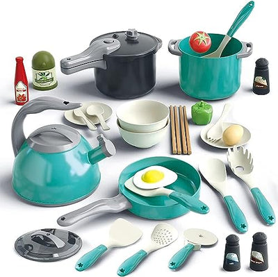 Kitchen Toy Set, Kids Role Play Pretend, Cookware Cooking Utensils Pan Kit, Kitchen Accessories Cooking Pots and Pans