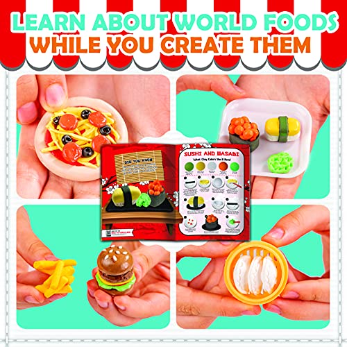 Miniature dishes from around the world' Air Dry Clay, set with 10 colors of modeling clay and over 19 parts for modeling Air Dry Clay Kit