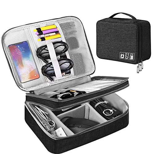 Sac de rangement, étui électronique de voyage, 3 couches, grande capacité, multifonctionnel, étanche, résistant aux chocs, pour câbles, iPad, chargeur, téléphone portable, disques durs, Powerbank