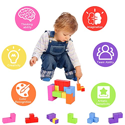 Magnetic Building Blocks Cubes, Building Blocks Toys for Kids with 54 Smart Cards