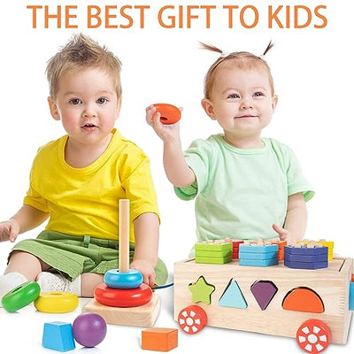 Wooden stacking toy for toddlers from 12 months old