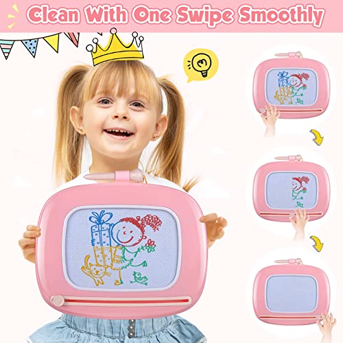 Magnetic Painting Board Magic Board for Kids, Colorful Erasable Magnetic Board Drawing Board with Legs for Toddler Toy (Light Pink)