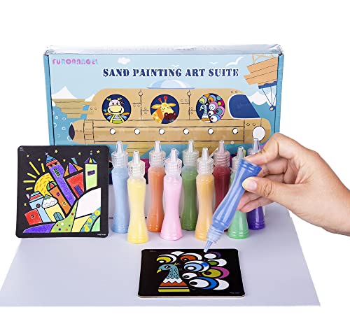 Packs de cartes de peinture sur sable, Kit de coloriage artistique pour enfants, bricolage en papier, avec 10 bouteilles de sable à colorier