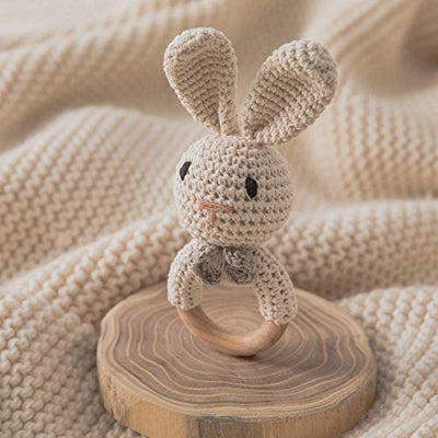 Crochet Baby Rattle Crochet Wood Grasp Baby Rattle Gift For Birth Handmade